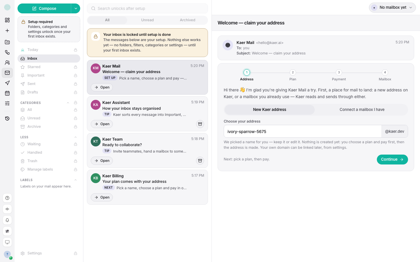 Kaer Mail inbox